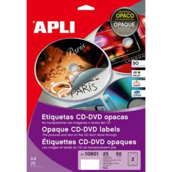 ETIQUETAS APLI CD-DVD 117MM OPAC 50ET