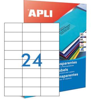 ETIQUETAS APLI A4 70X37 TRANS. 20H