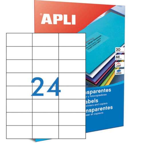 ETIQUETAS APLI A4 70X37 TRANS. 20H