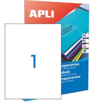 ETIQUETAS APLI A4 210X297 TRANSP.20H
