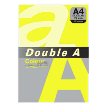 PAPEL DOUBLE A A4 75GR 25H AMAR.NEON