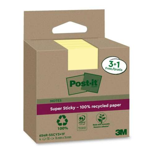 NOTA SADH.POST-IT 76X76MM 4x70H REC Y