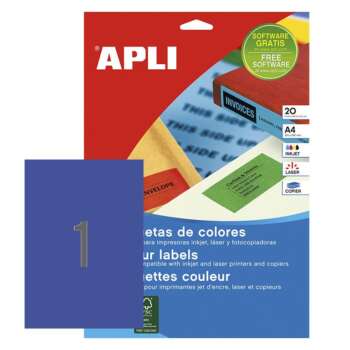 ETIQUETAS APLI 210 X 297 AZUL /20H