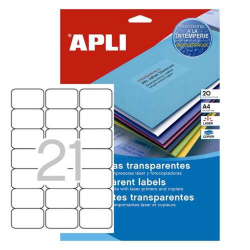 ETIQUETAS APLI A4 63.5X38.1 TRASL 20H