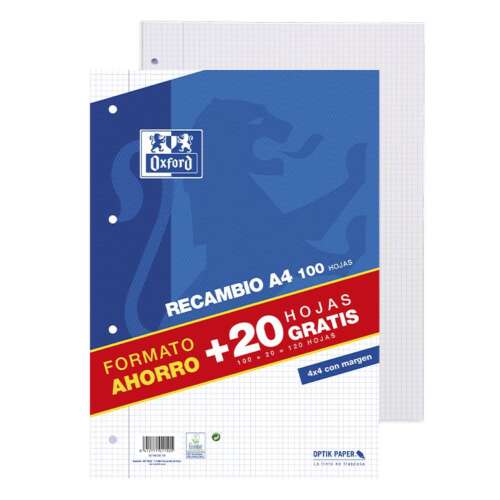 RECAMBIO OXFORD A4 100+20H 90G CN4MM