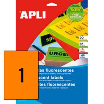 ETIQUETAS APLI A4 FLUOR NARJ.20ET 20H