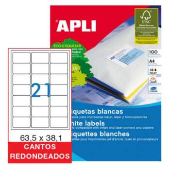 ETIQUETAS APLI A4 63,5X38 C/ROMO 100H