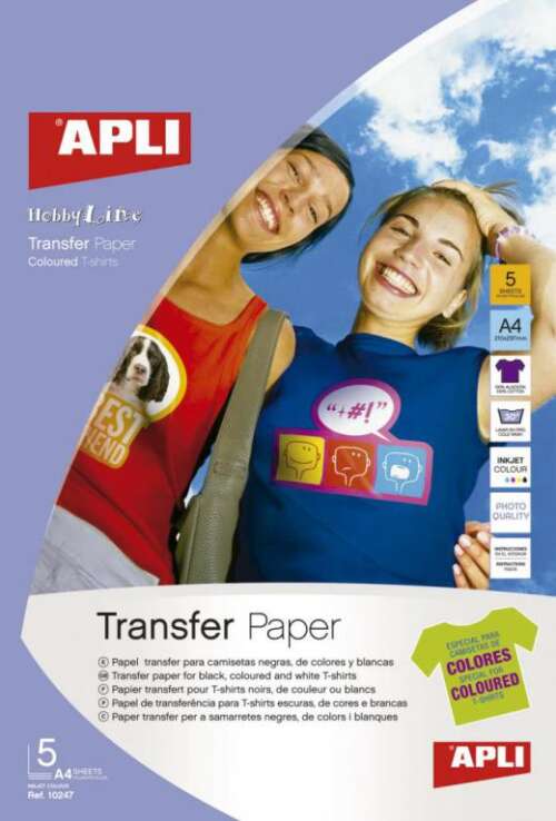PAPEL APLI A4 TRANFER TEJIDO OSCUR.5H