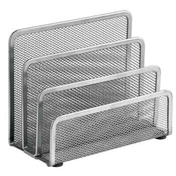PORTACARTAS PLUS REJILLA METAL PLATA