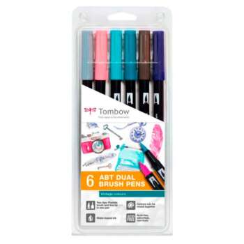 ROTULADOR TOMBOW DUAL BRUSH 6COL.VINT