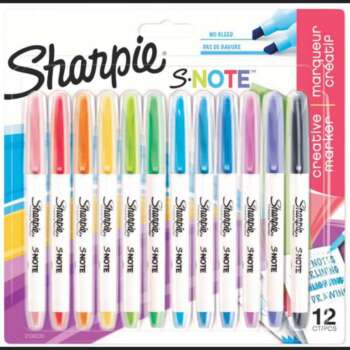 ROTULADOR SHARPIE S-NOTES 12 COLORES