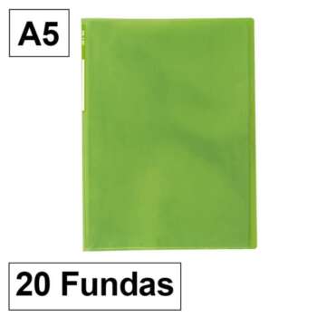 CARPETA FUNDAS PLUS A5 20F TRAS.VERDE