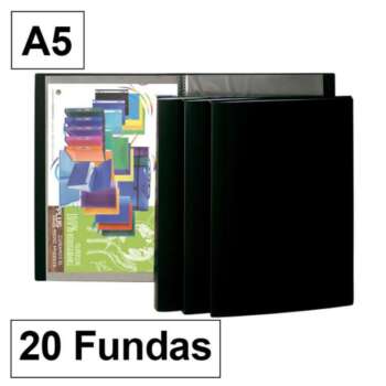 CARPETA FUNDAS PLUS A5 20F NEGRO