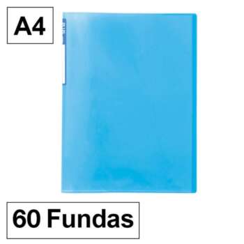 CARPETA FUNDAS PLUS A4 60F TRAS.AZUL