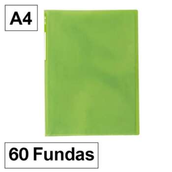 CARPETA FUNDAS PLUS A4 60F TRAS.VERDE