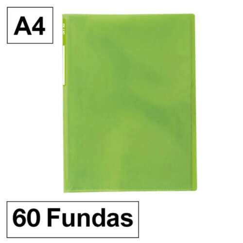CARPETA FUNDAS PLUS A4 60F TRAS.VERDE