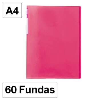 CARPETA FUNDAS PLUS A4 60F TRAS.ROSA