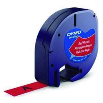 CINTA DYMO LETRATAG PLASTIC.NEGR/ROJO