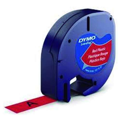 CINTA DYMO LETRATAG PLASTIC.NEGR/ROJO