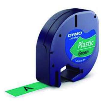 CINTA DYMO LETRATAG PLASTIC.NEGR/VERD