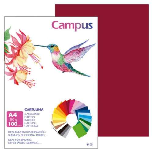 CARTULINA CAMPUS A4 180G GRANATE