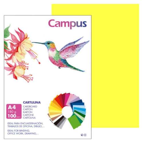CARTULINA CAMPUS A4 180G AMAR.LIMON