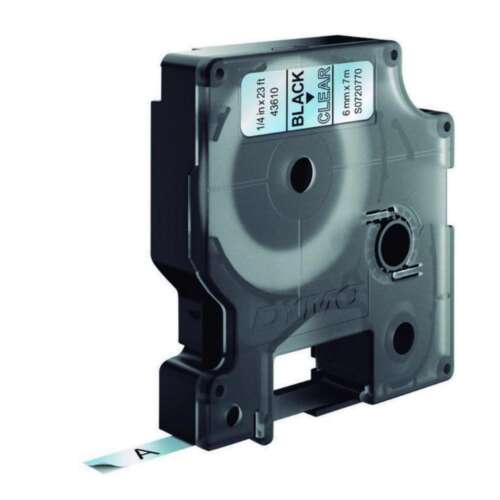 CINTA DYMO D1  6MMX7M NEGRO/TRANSPAR