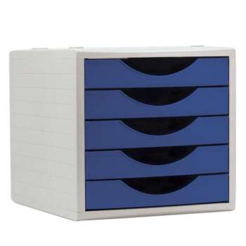 MODULO ARCHIVOTEC 5 CAJONES GRIS/AZUL