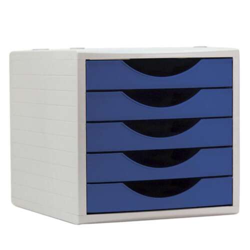 MODULO ARCHIVOTEC 5 CAJONES GRIS/AZUL