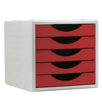 MODULO ARCHIVOTEC 5 CAJONES GRIS/ROJO
