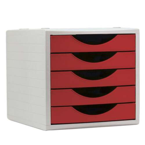 MODULO ARCHIVOTEC 5 CAJONES GRIS/ROJO