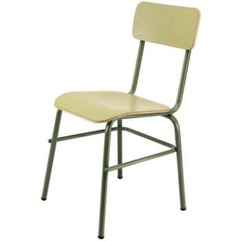 SILLA ESCOLAR MADERA-ACERO VERDE 36CM