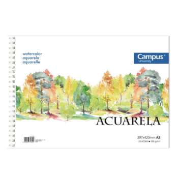 BLOC ACUARELA CAMPUS A3 20H 190G LISO