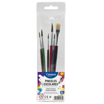 PINCEL ACUARELA CAMPUS BOLSA 6U COLOR