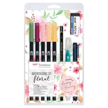 SET WATERCOLORING TOMBOW FLORAL