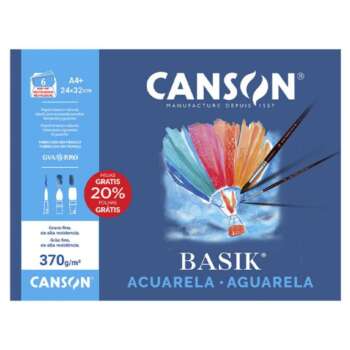LAMINA ACUARELA BASIK A4 370G/PACK 6H