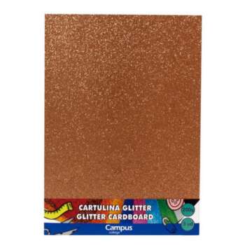 CARTULINA CAMPUS A4 GLITTER MARRO/3UD