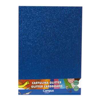 CARTULINA CAMPUS A4 GLITTER AZUL/3UD