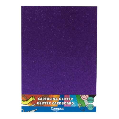 CARTULINA CAMPUS A4 GLITTER VIOLE/3UD