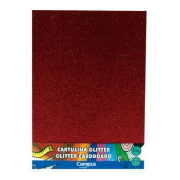 CARTULINA CAMPUS A4 GLITTER ROJO/3UD