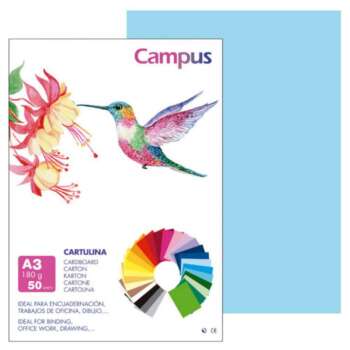 CARTULINA CAMPUS A3 180G AZ.CELESTE