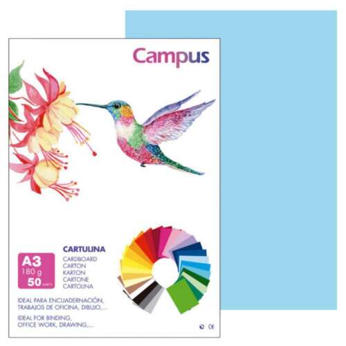 CARTULINA CAMPUS A3 180G AZ.CELESTE