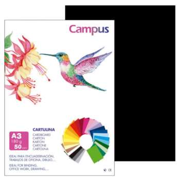 CARTULINA CAMPUS A3 180G NEGRO