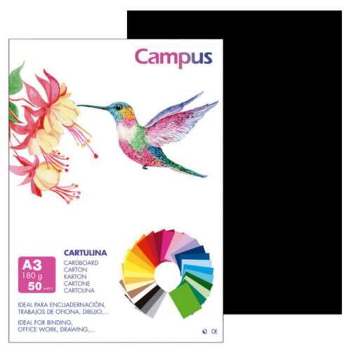 CARTULINA CAMPUS A3 180G NEGRO