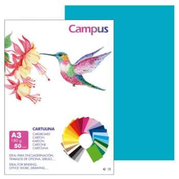CARTULINA CAMPUS A3 180G AZ.TURQUESA