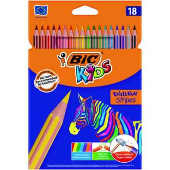 LAPICES COLORES BIC EV.STRIPES 18COL