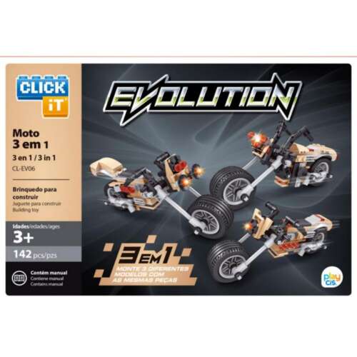 JUEGO BLOQUES CLICK-IT MOTOS 142PZS.